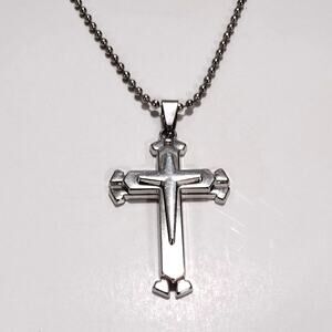 Silver Cross Christian Necklace Layered Trinity Christmas Birthday Gift - NEW!!!